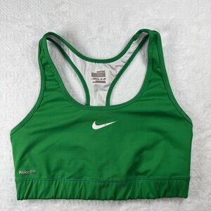 Nike Pro Dri-FIT Racerback Sports Bra Green White Swoosh Size Medium